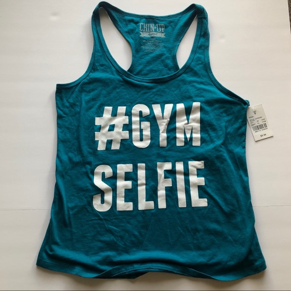 Chin Up Apparel Tops - Chin-Up Blue “Gym Selfie” Razor Back Tank Top